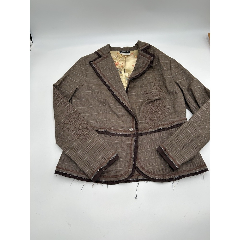 Basil & Maude Embroidered Floral Jacket Blazer Sz L